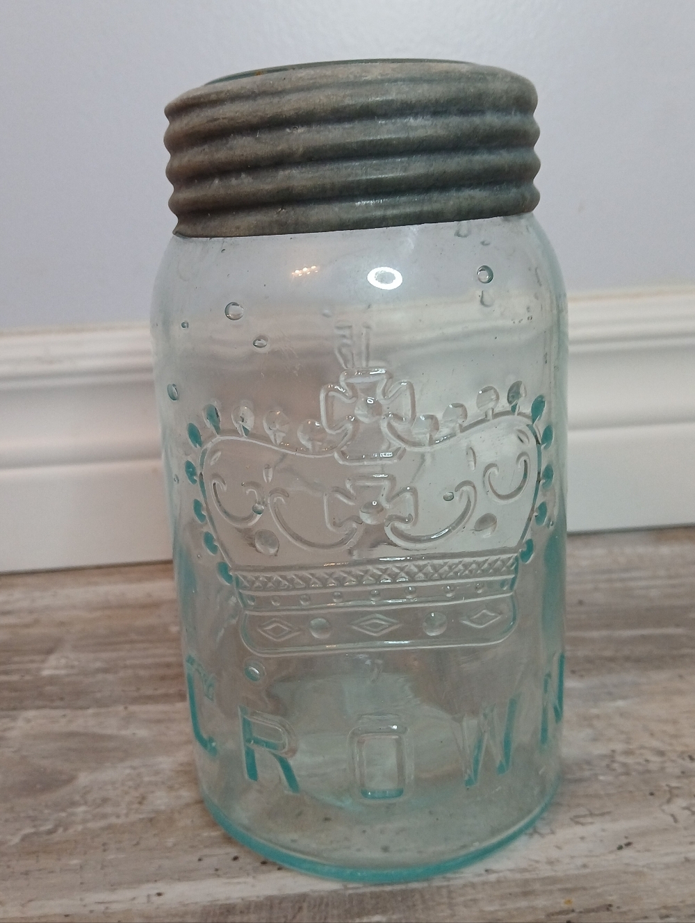 Rare Antique Crown Pint Jar 1906-1913 Diamond Flint - Small Mouth